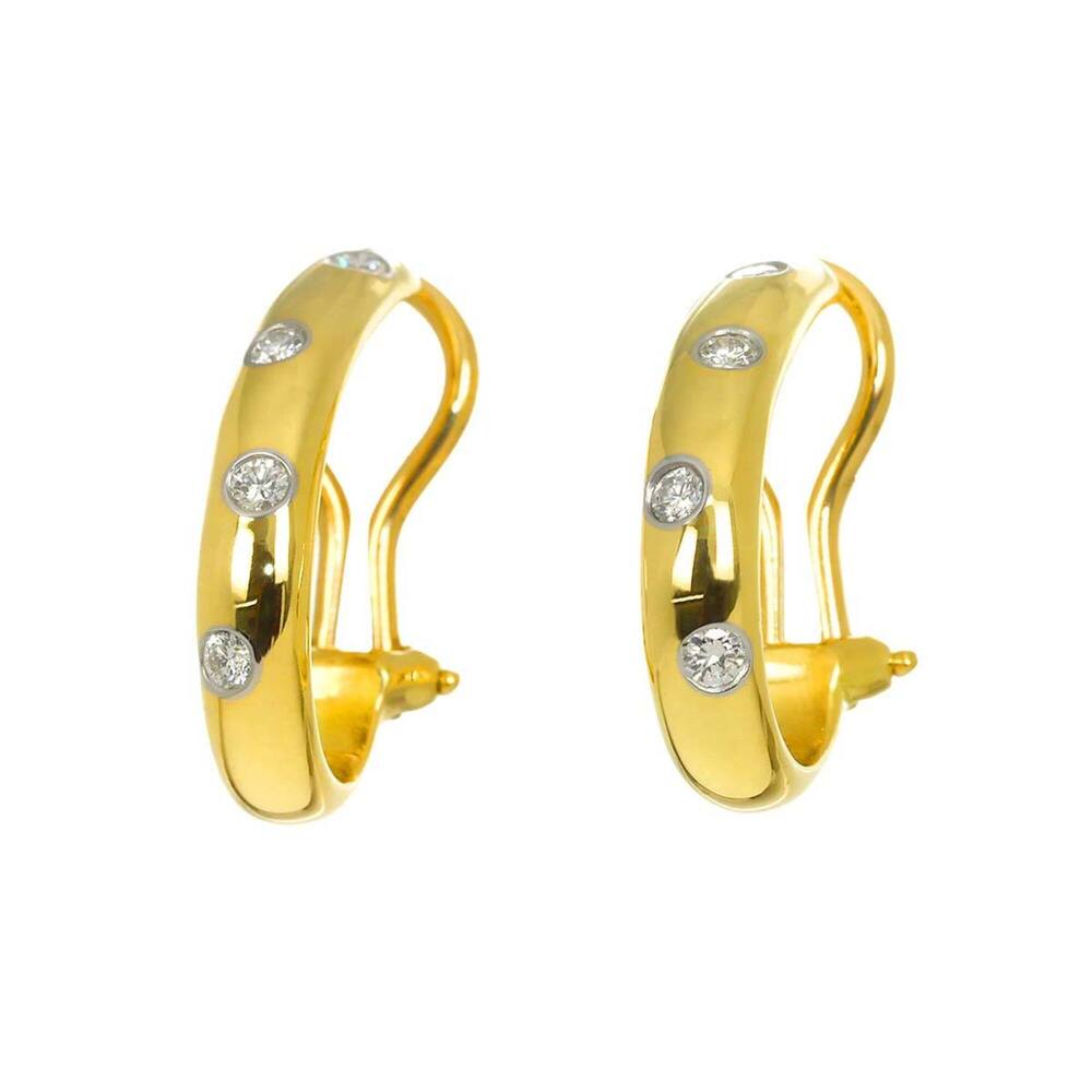 Tiffany & Co. Dots Diamond Earrings, 18K Yellow Gold (YG), 750 Platinum, Clip...